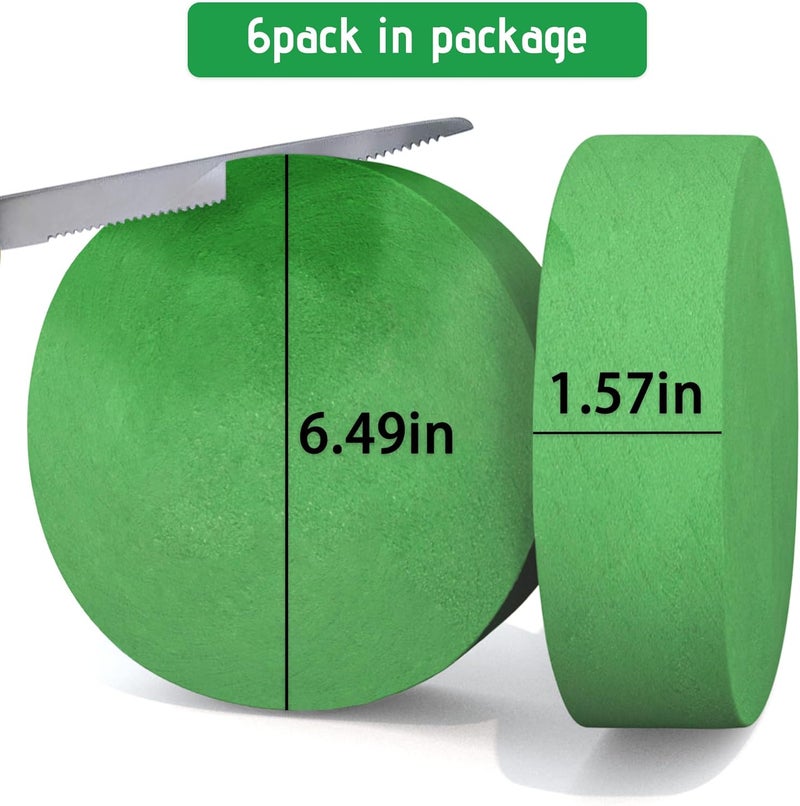 Max Shape 6 Pcs Floral Foam Round Blocks, Large Wet and Dry Green Foam for Artificial and Fresh Flower Arrangement,Flower Foam Blocks for Wedding Party Decorations (6.49 Inch) - Image 5